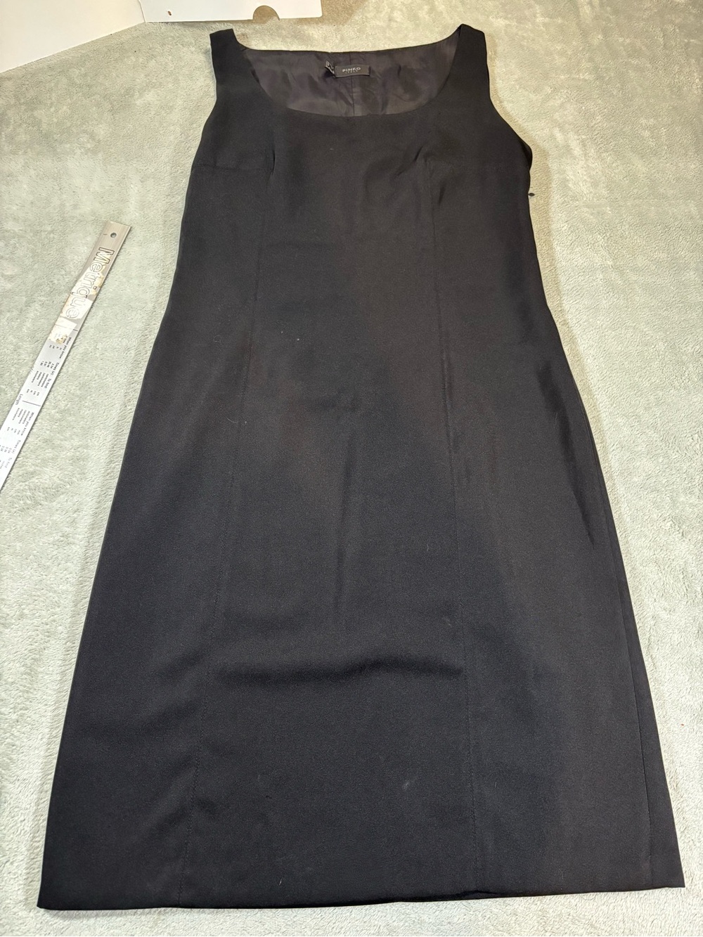 PINKO Italy Black Sleeveless Scoop Neck Midi Sheath Dress - Size 8/10